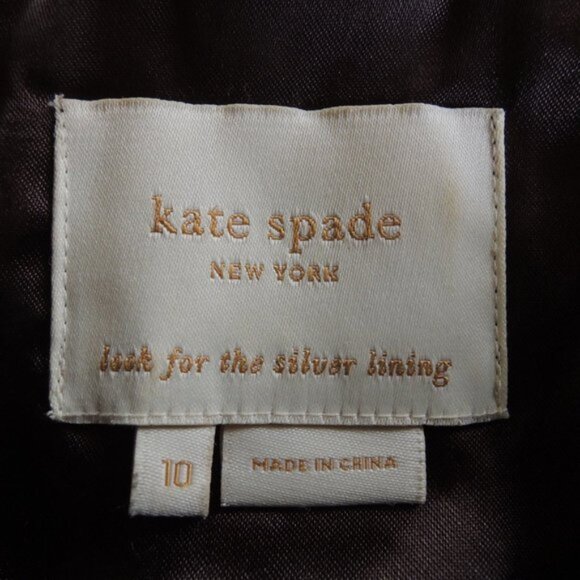 Kate Spade Brown Pineapple Embroidered 100% Silk Wrap Dress 10 - Picture 11 of 13